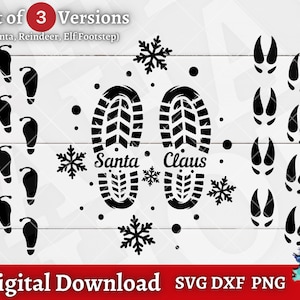 Christmas Footprint svg Bundle, Santa Footsteps, Elf Shoe Print SVG, Reindeer Track svg, DIGITAL DOWNLOAD Files for Cricut Silhouette.