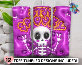 3D Inflated Stay Spooky Halloween Tumbler Wrap, Spooky Ghost PNG, Puff Halloween Tumbler - 20oz Skinny Tumbler Download - Straight & Tapered