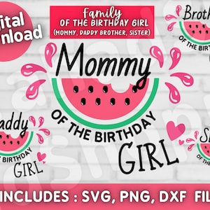 Family Birthday Girl Svg Bundle, One in a melon Birthday girl Svg, One in a melon Birthday shirt svg, Digital Download for Cricut Silhouette