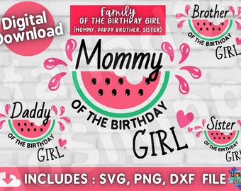 Family Birthday Girl Svg Bundle, One in a melon Birthday girl Svg, One in a melon Birthday shirt svg, Digital Download for Cricut Silhouette