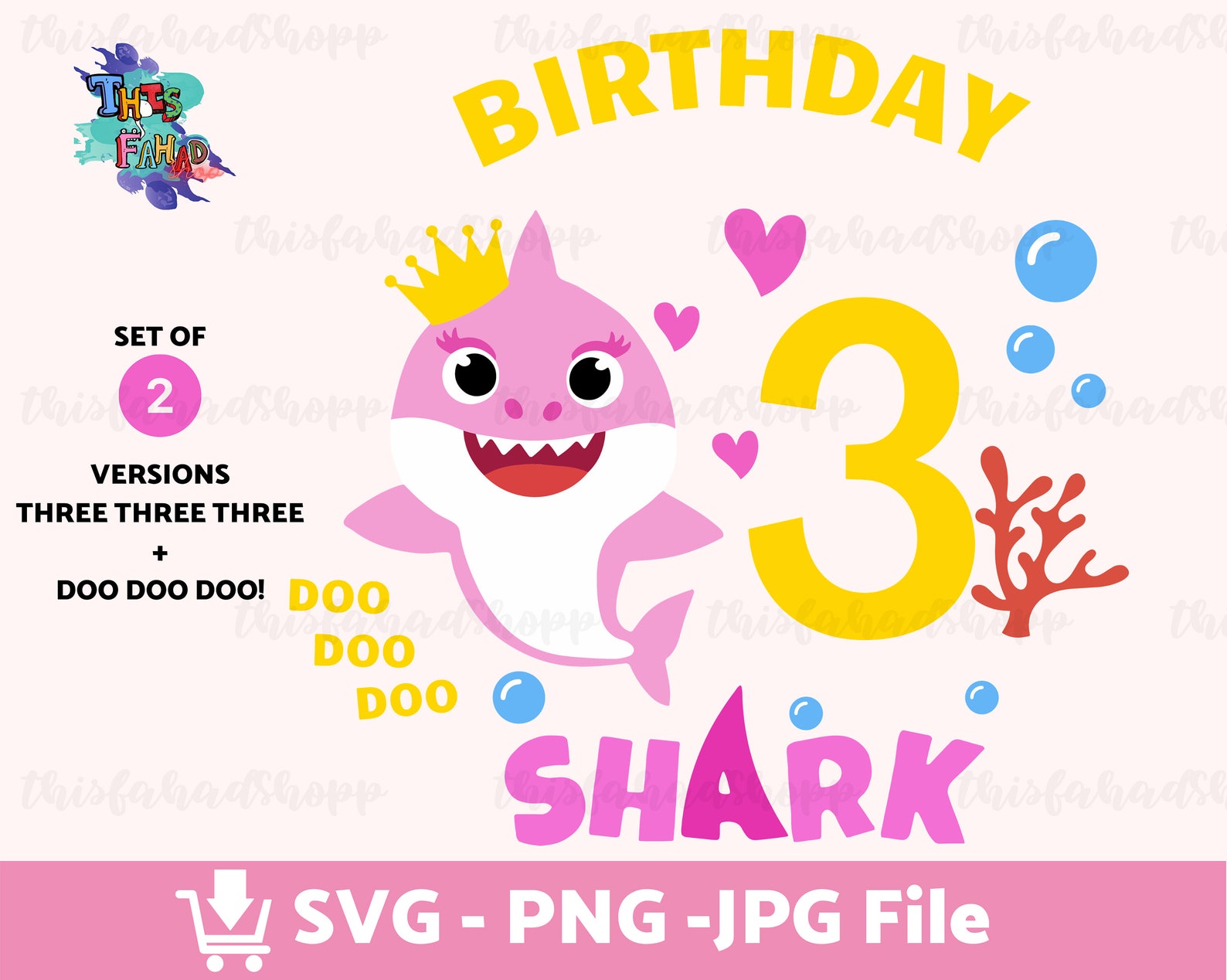 Download 3rd Birthday Shark Svg Shark Birthday Svg Shark Doo Doo Svg | Etsy