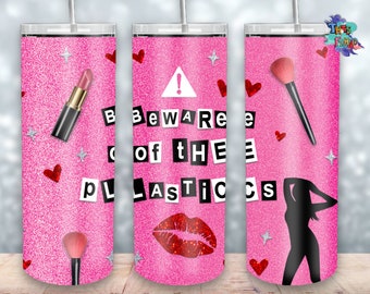 Mean Girls 20oz Skinny Tumbler Design, Pink Glitter Tumbler Wrap Sublimation Straight & Tapered Tumbler PNG File Digital Download