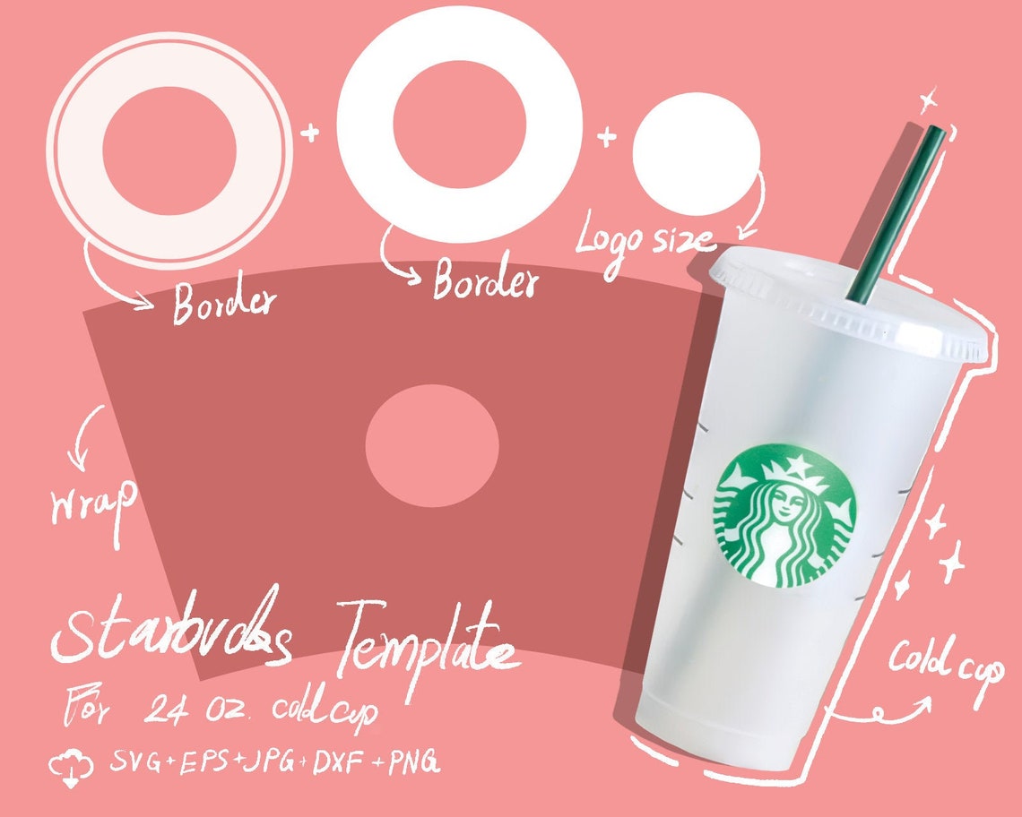 Full Wrap Starbucks Cup Template SVG for Starbucks Reusable Etsy