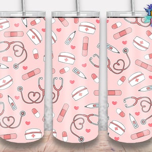 Nurse 20oz Skinny Tumbler Design, Nurse Doodle PNG, Nurse Life Tumbler Wrap Sublimation Straight & Tapered Tumbler PNG File Digital Download
