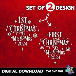 First christmas as mr and mrs SVG, Our first christmas ornament 2024, Arabesque Christmas ornaments, First christmas married ornaments.