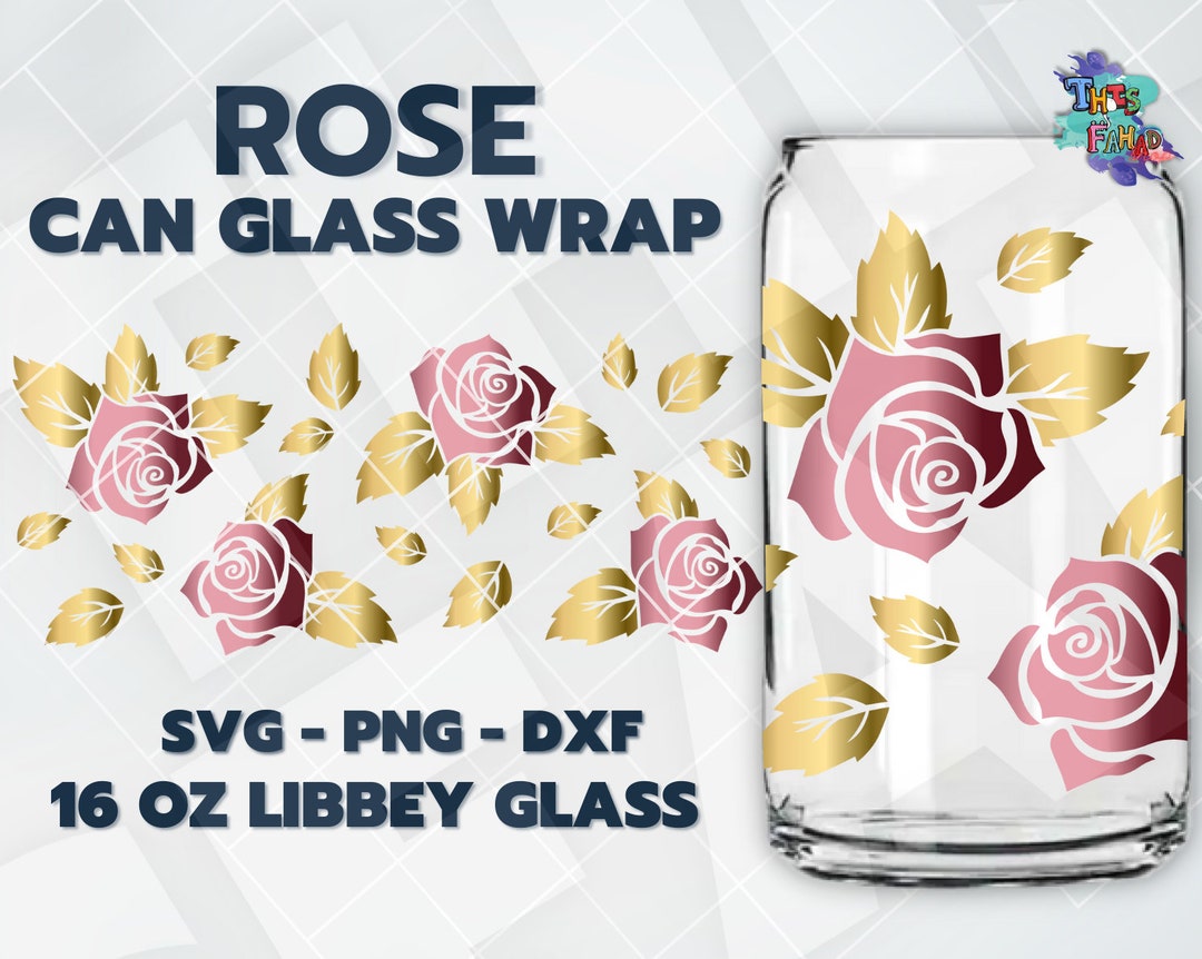 Rose Can Glass Wrap Svg, Flower Beer Can Glass Svg, Floral Svg 16 Oz ...