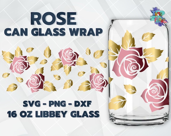 Floral LIBBEY GLASS SVG Flowers Beer Can Glass Svg Libbey 