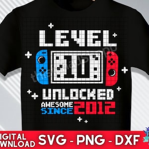 Level 10 Unlocked svg, 10th Birthday Boy Gamer, 10 years Old Gamer, Video Game Controller SVG DXF Cricut Silhouette Png Sublimation