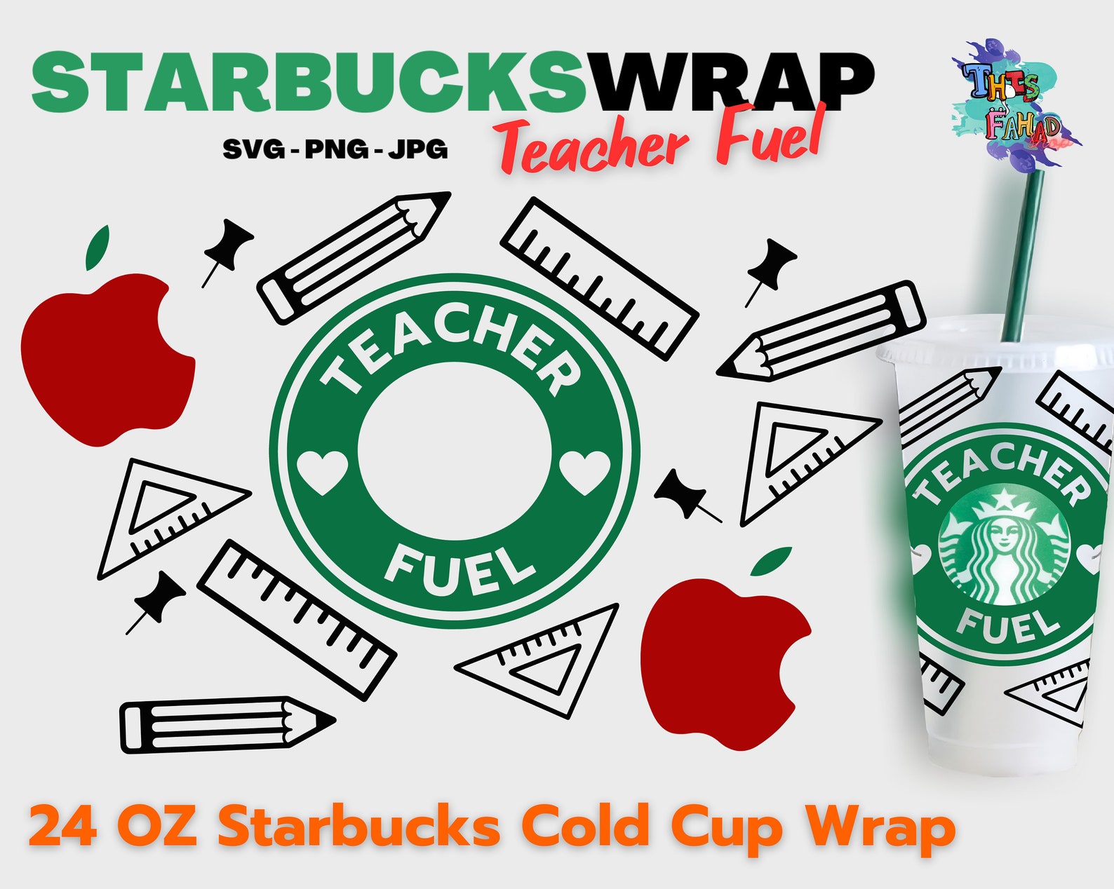 Download Teacher Fuel Starbucks Wrap Svg For Cricut Venti Size For | Etsy