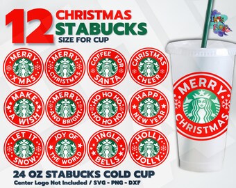 Merry Christmas 2021 Starbucks Ring SVG Bundle, Happy Xmas Red Logo Border Wrap Starbucks Venti Cold Cup 24 Oz, Christmas Gift Ideas.