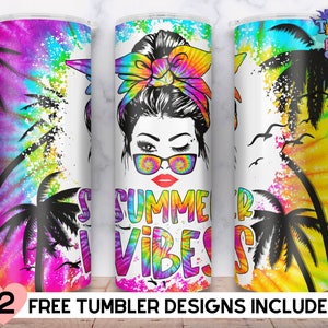 Summer Vibes 20oz Skinny Tumbler Tropical, Beach Tumbler, Summer Tumbler, Beach Life Tumbler Wrap Sublimation Straight & Tapered Download