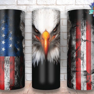 Eagle American Flag 20oz Skinny Tumbler Design, American Patriotic Flag, USA Flag Tumbler Wrap Sublimation Straight & Tapered Tumbler