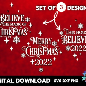 Merry Christmas 2022 svg, This House Believe in the magic of Christmas svg, This House Believes svg, Arabesque Christmas ornaments.