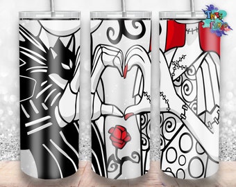 Jack y Sally Skinny Tumbler Diseño, Horror Movie Wrap Sublimation Straight & Tapered Tumbler PNG File Digital Download