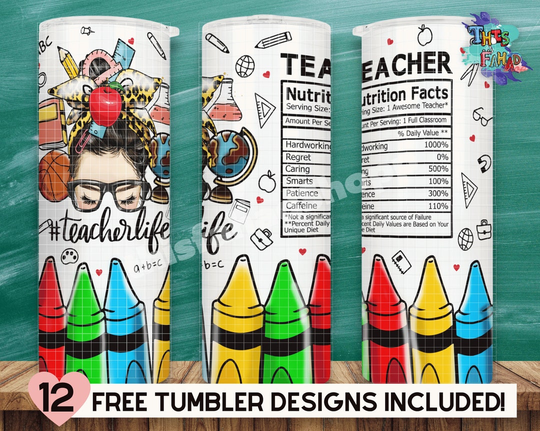 Teacher Nutrition Facts Crayons 20oz Skinny Tumbler, Back to School