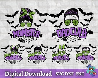 Halloween Family Bundle svg, Spooky Family svg, Momster svg, Dadcula svg, Little Monster svg, Baby Halloween, Kids Halloween svg, for Cricut