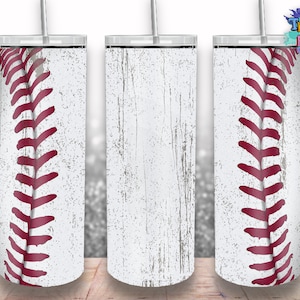 Baseball 20oz Skinny Tumbler Design, Dirty Baseball Tumbler Wrap Sublimation Straight & Tapered Tumbler PNG Datei Digital Download