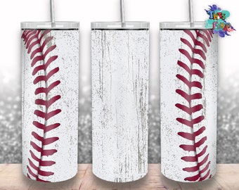 Baseball 20oz Skinny Tumbler Design, Dirty Baseball Tumbler Wrap Sublimazione Dritto & Tapered Tumbler PNG File Download digitale