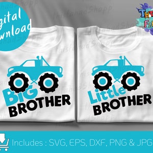 Big Brother Svg, Little Brother Svg, Big Bro Svg, Lil Bro Svg, Monster Truck Cut Files, Svg Dxf Eps Png Cricut Cut file Digital Download