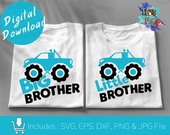Big Brother Svg, Little Brother Svg, Big Bro Svg, Lil Bro Svg, Monster Truck Cut Files, Svg Dxf Eps Png Cricut Cut file Descarga digital