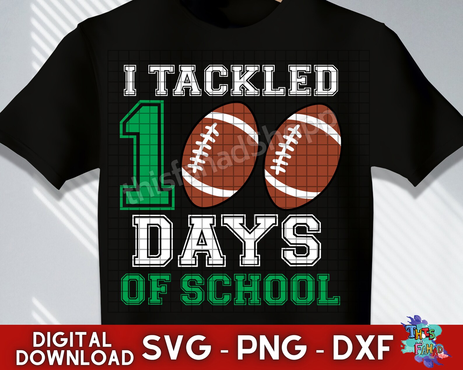 100 Days of School SVG, I Tackled 100 Days of School Svg, Football Svg ...