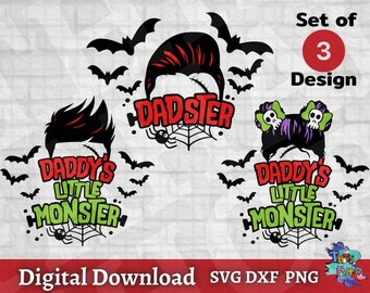 Daddy's Little Monster And Dadster Svg, Halloween Bundle svg, Halloween Quote, Baby Halloween, Kids Halloween svg, for Cricut Silhouette.