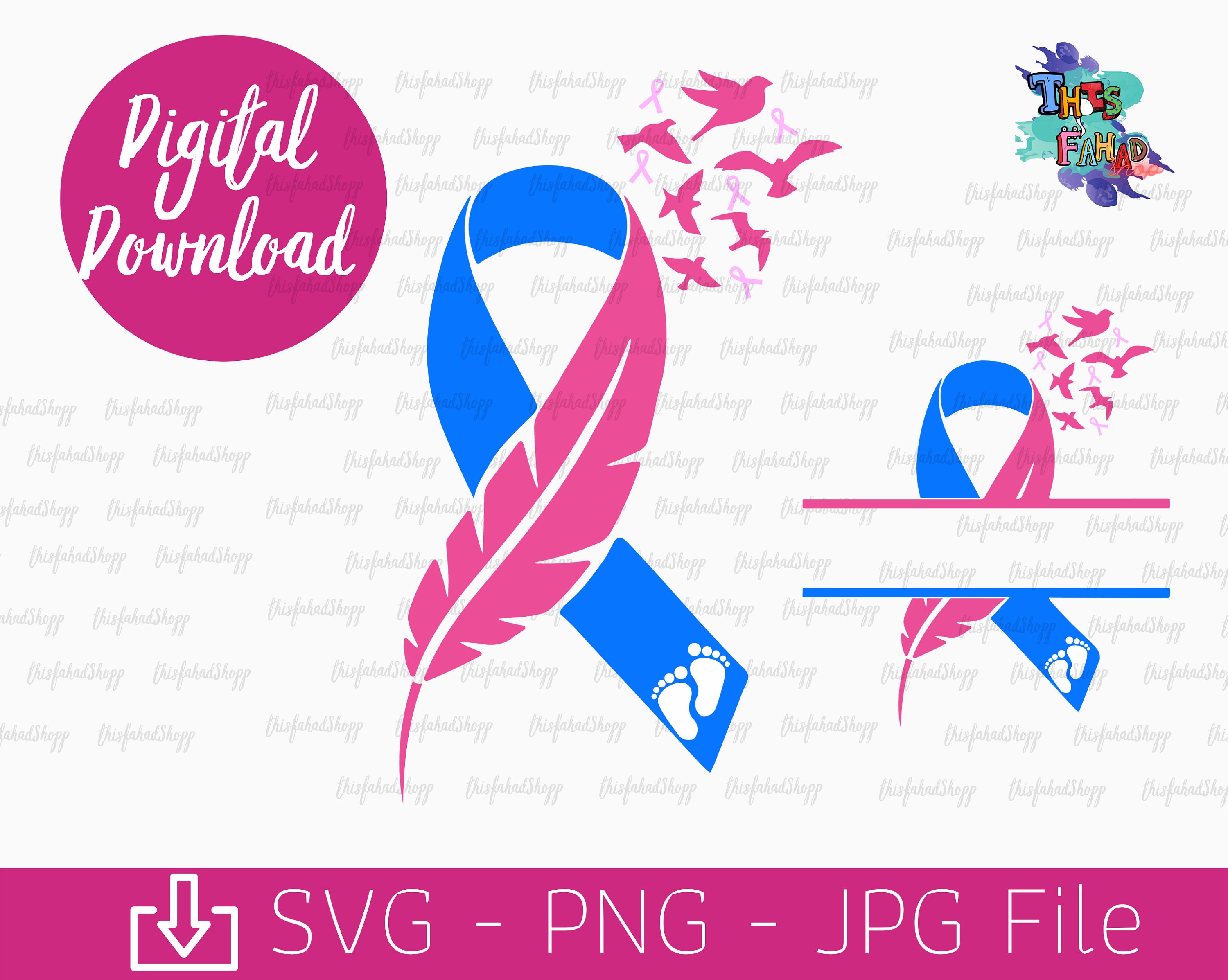 Miscarriage Infant Awareness Ribbon Feather with Birds SVG Etsy
