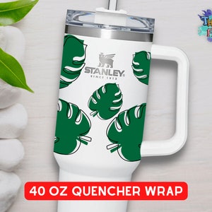 Monstera Leaf Stanley 40oz Quencher Design - Tropical leaves Tumbler Wrap SVG and PNG Download Cut Files for Cricut and Silhouette Crafting