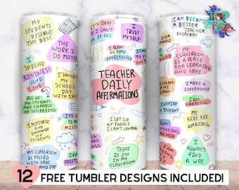 Teacher 20oz Skinny Tumbler Design Gift For Teacher, Teacher Tumbler Wrap Sublimation Straight & Tapered PNG Digital Download