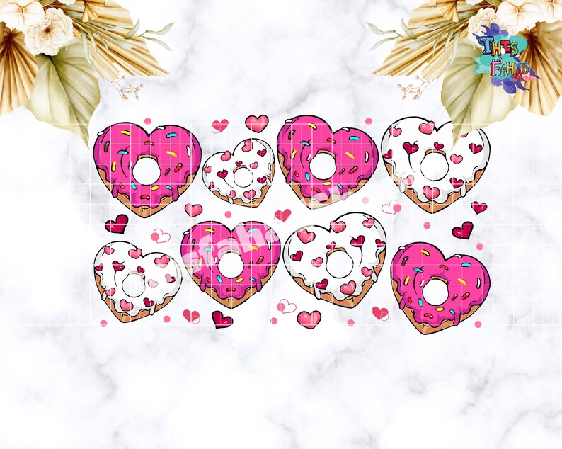 Heart Donuts Valentine 16oz Can Glass Design Valentine Coffee Etsy