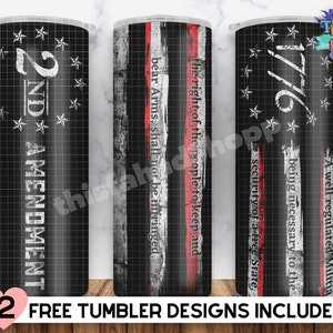 2nd Second Amendment American Flag Tumbler, Patriotic Wrap, Men 20 oz Skinny Tumbler Wrap Sublimation Design Download - Straight & Tapered