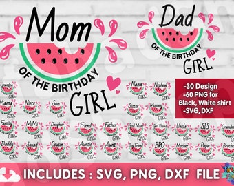 One in a melon Birthday girl family bundle Svg | One in a melon Birthday | Family Birthday Girl Svg, Digital Download for Cricut Silhouette.