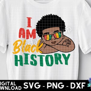 Eu sou Black History svg, Black Boy Svg, Afro Boy SVG, Juneteenth Svg, Arquivos SVG de Black History para Cricut, downloads de designs de sublimação