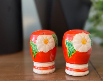 Vintage Floral Ceramic Salt and Pepper Shaker | MCM Kitchen | Mid Century S&P Shaker | Home Decor Gift