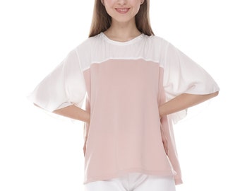 Wide Sleeves 2 Tones Top