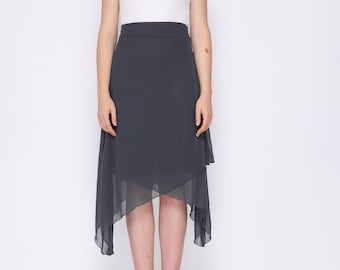 Asymmetric Chiffon Grey Skirt