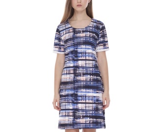 Blue Abstract Mini Dress