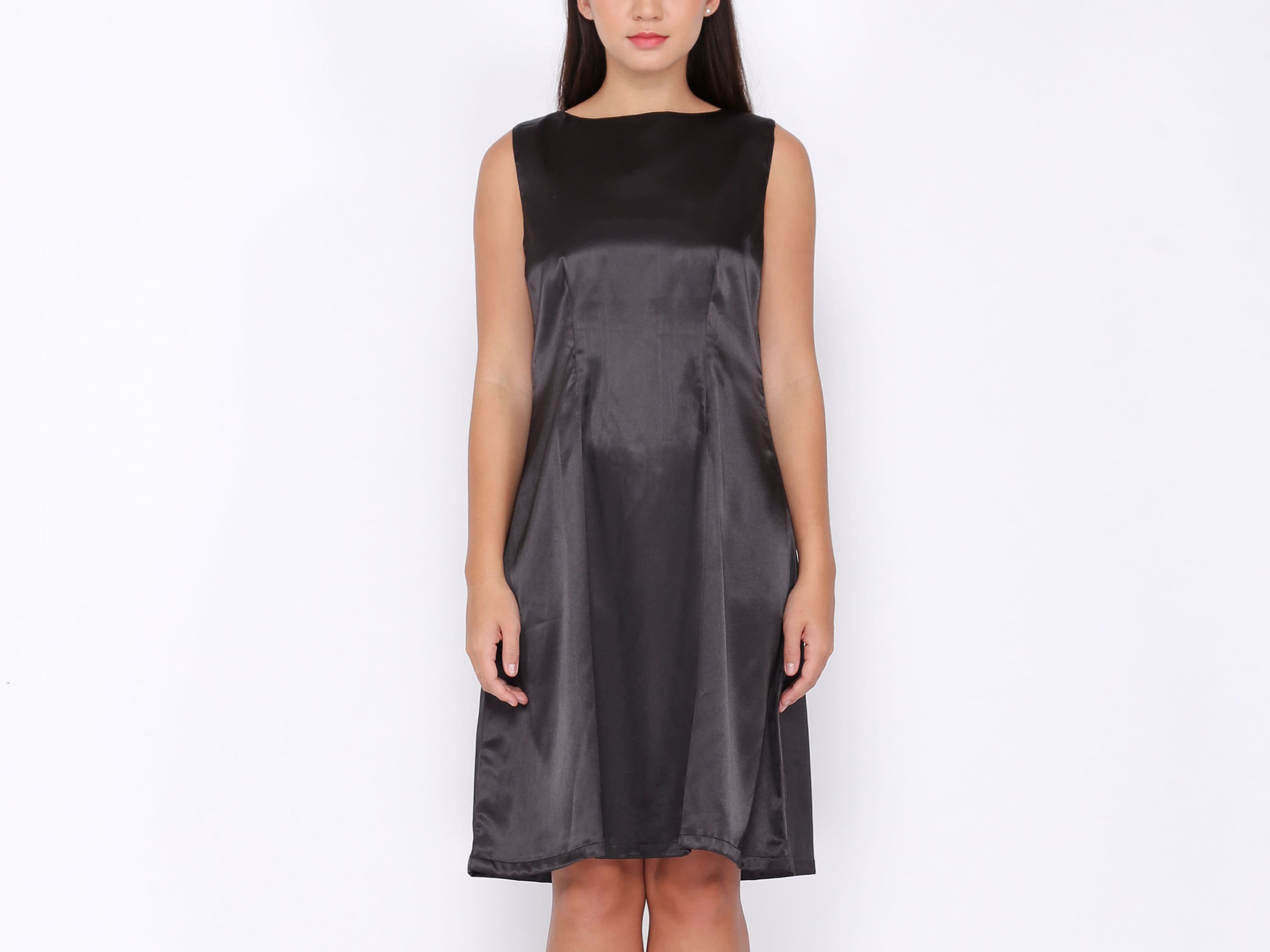 black satin swing dress This Is It Black Swing Dress, X-Large - The Mint Julep Boutique