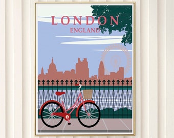 London Travel Poster Illustration Print Wall Hanging Decor A4 A3 A2