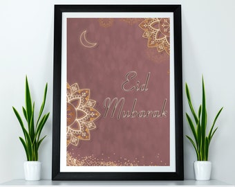 Rose Gold Islamitische Kunst, Eid Mubarak, Islamitische Decoratie, Islam Print, Islam Poster, Arabische Kunst, Viering Poster Print Muur Hangende Decor