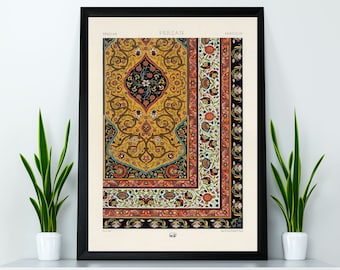 Persian Pattern Wall Art | Persian Wall Décor | Traditional Persian Prints | Abstract Aztec Art | Albert Racinet L'ornement Polychrome Art