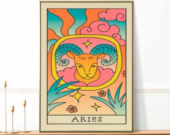 Aries Star Sign Print / Aries Astrology Gift / Aries Zodiac Sign Poster / Aries Wall Art / Aries Horoscope poster / Aries Zodiac Decor