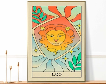 Leo Astrology Gift | Leo Star Sign Gift | Leo Horoscope Prints | Leo Zodiac Sign Poster | Astrology Lover Gift | Spiritual Wall Art