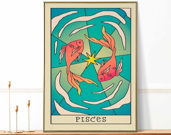 Pisces Astrology Gift / Pisces Zodiac Wall Art / Pisces Horoscope Poster / Pisces Star Sign Gift / Pisces Poster / Aesthetic Astrology Decor