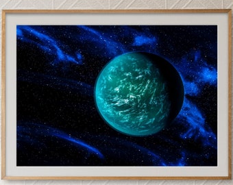 Planet Kepler-22b Space Poster Illustratie Print Wall Hanging Decor A4 A3 A2