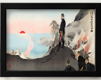 Rising sun from the Mountains of Port Arthur by Ogata Gekko Japanese Art Print Poster Wall Hanging Decor A4 A3 A2