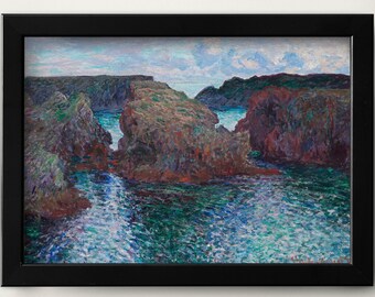 Monet Prints | Fine Art Print | Abstract Landscape Artwork | Vintage Wall Art | Rocks at Port-Goulphar, Belle-Île (1886) by Claude Monet