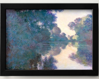 Monet Artwork | Abstract Wall Art | Impressionist Painting Print | Home Wall Art | Morning on the Seine near Giverny (1897) by Claude Monet