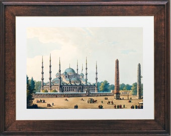 Mosquée Bleue Istanbul Turquie Affiche Illustration Imprimer Mur Suspendu Décor