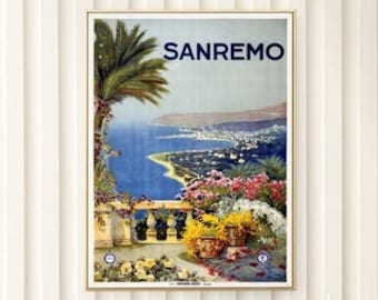 Sanremo Travel Poster Illustration Print Wall Hanging Decor A4 A3 A2